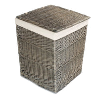 Red Hamper Antique Wash Square White Cotton Lined Laundry Basket
