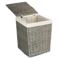 Red Hamper Antique Wash Square White Cotton Lined Laundry Basket