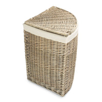 Red Hamper Antique Wash Corner White Cotton Lined Laundry Basket