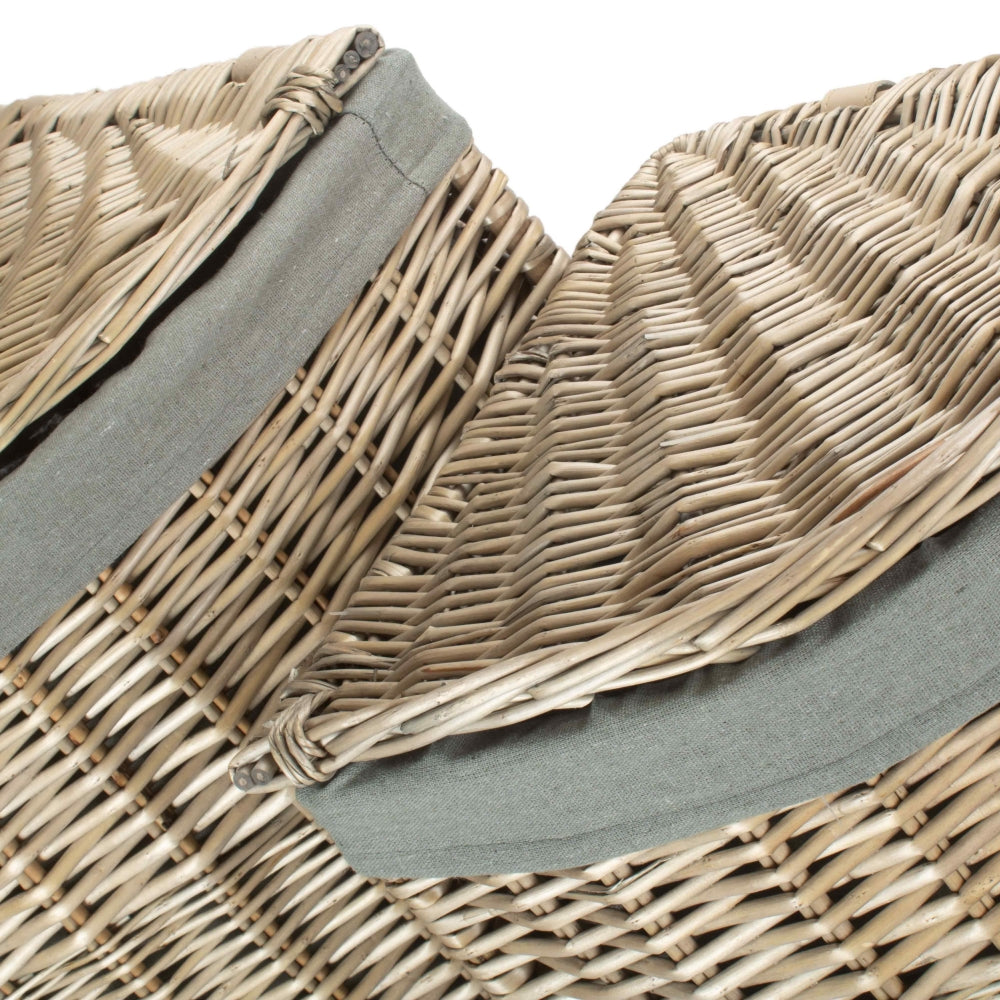 Red Hamper Antique Wash Corner Linen Basket with Grey Sage Lining