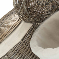 Red Hamper Antique Wash Round White Cotton Lined Laundry Basket