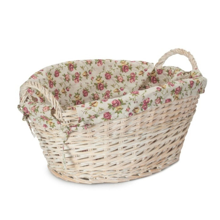 Red Hamper White Wash Finish Wicker Laundry Basket