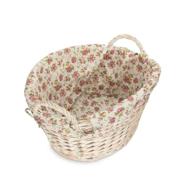 Red Hamper White Wash Finish Wicker Laundry Basket