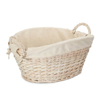 Red Hamper White Wash Finish Wicker Laundry Basket