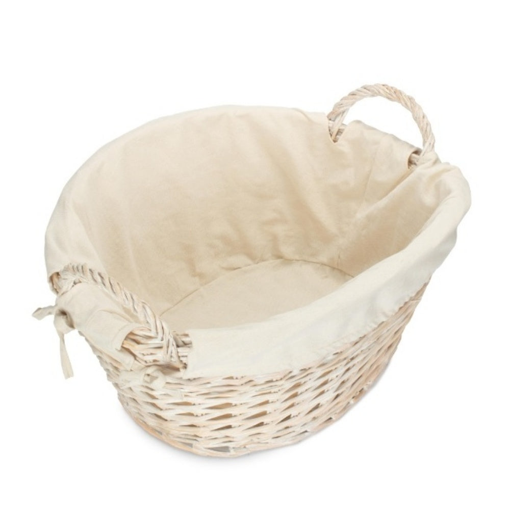 Red Hamper White Wash Finish Wicker Laundry Basket