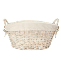 Red Hamper White Wash Finish Wicker Laundry Basket
