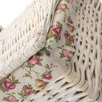 Red Hamper Square White Wash Wicker Laundry Basket Rose Lining