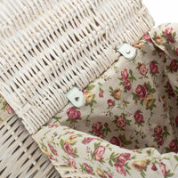 Red Hamper Square White Wash Wicker Laundry Basket Rose Lining