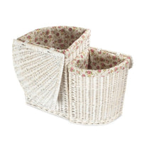 Red Hamper White Wash Corner Wicker Laundry Basket with Lining