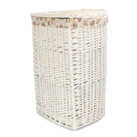 Red Hamper White Wash Corner Wicker Laundry Basket with Lining