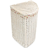 Red Hamper White Wash Corner Wicker Laundry Basket with Lining