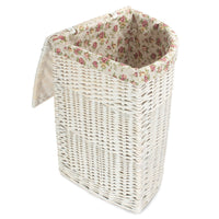 Red Hamper White Wash Corner Wicker Laundry Basket with Lining