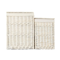 Red Hamper Square White Wash Wicker Laundry Basket