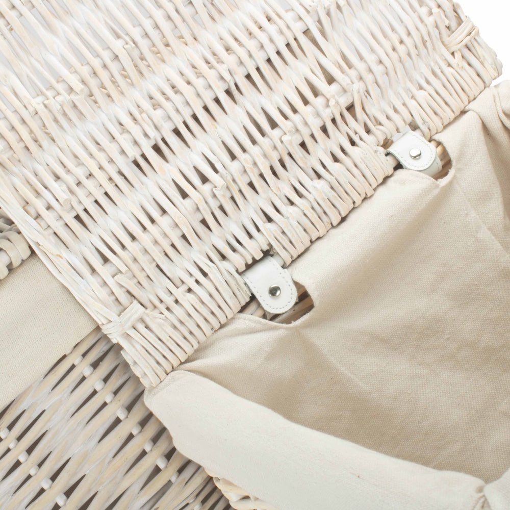 Red Hamper Square White Wash Wicker Laundry Basket