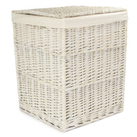 Red Hamper Square White Wash Wicker Laundry Basket