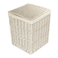 Red Hamper Square White Wash Wicker Laundry Basket
