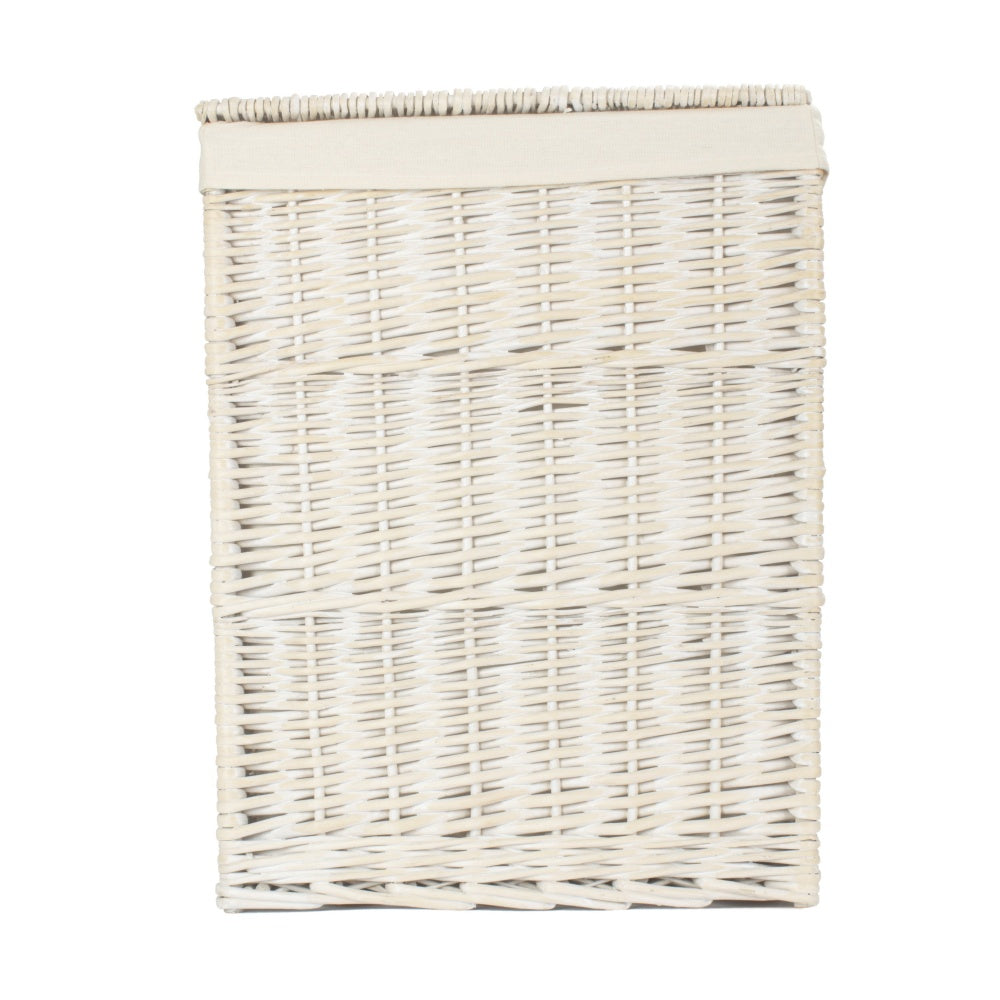 Red Hamper Square White Wash Wicker Laundry Basket