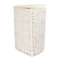 Red Hamper White Wash Corner Cotton Lined Wicker Laundry Basket