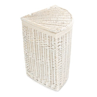 Red Hamper White Wash Corner Cotton Lined Wicker Laundry Basket