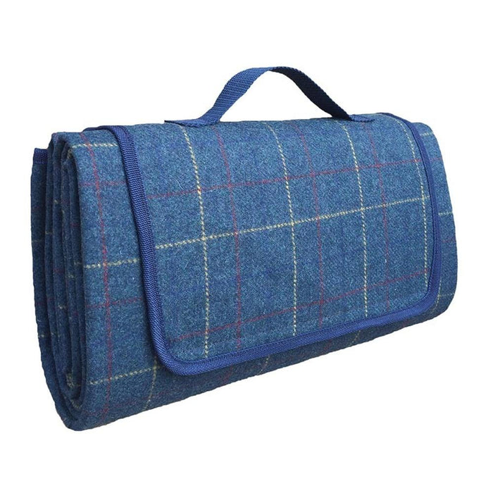Red Hamper Luxury Blue Tweed Picnic Blanket
