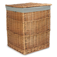 Red Hamper Light Steamed Square Laundry Basket with Grey Sage Lining
