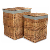 Red Hamper Light Steamed Square Laundry Basket with Grey Sage Lining