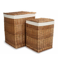 Red Hamper White Lining Light Steamed Square Wicker Laundry Basket