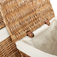 Red Hamper White Lining Light Steamed Square Wicker Laundry Basket
