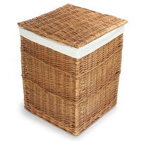 Red Hamper White Lining Light Steamed Square Wicker Laundry Basket