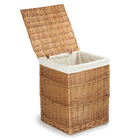 Red Hamper White Lining Light Steamed Square Wicker Laundry Basket