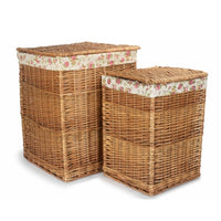 Red Hamper Garden Rose Lining Light Steamed Square Wicker Laundry Basket