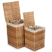 Red Hamper Garden Rose Lining Light Steamed Square Wicker Laundry Basket