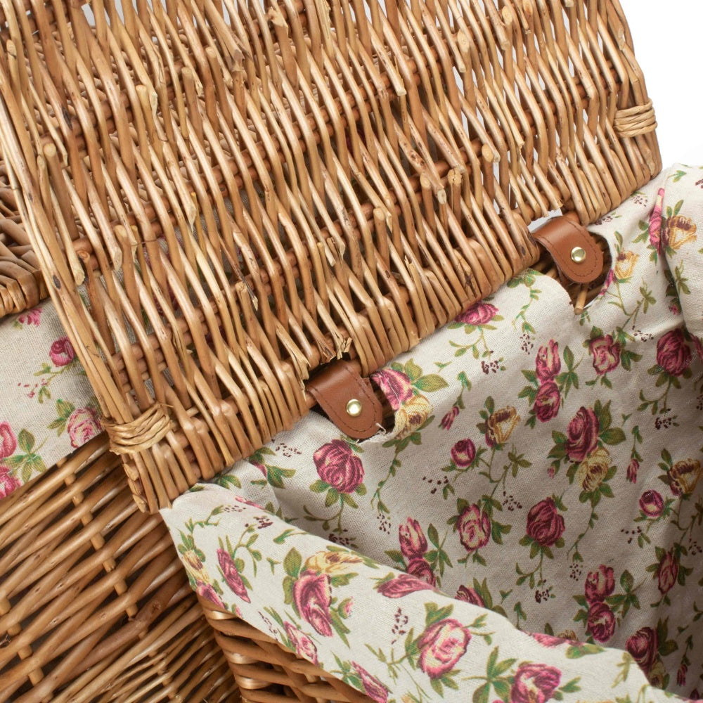 Red Hamper Garden Rose Lining Light Steamed Square Wicker Laundry Basket