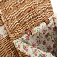 Red Hamper Garden Rose Lining Light Steamed Square Wicker Laundry Basket