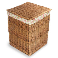 Red Hamper Garden Rose Lining Light Steamed Square Wicker Laundry Basket