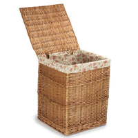 Red Hamper Garden Rose Lining Light Steamed Square Wicker Laundry Basket