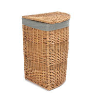 Red Hamper Light Steamed Corner Linen Basket with Grey Sage Lining
