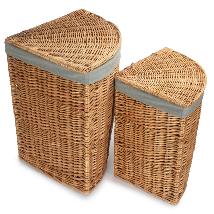 Red Hamper Light Steamed Corner Linen Basket with Grey Sage Lining