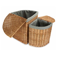 Red Hamper Light Steamed Corner Linen Basket with Grey Sage Lining