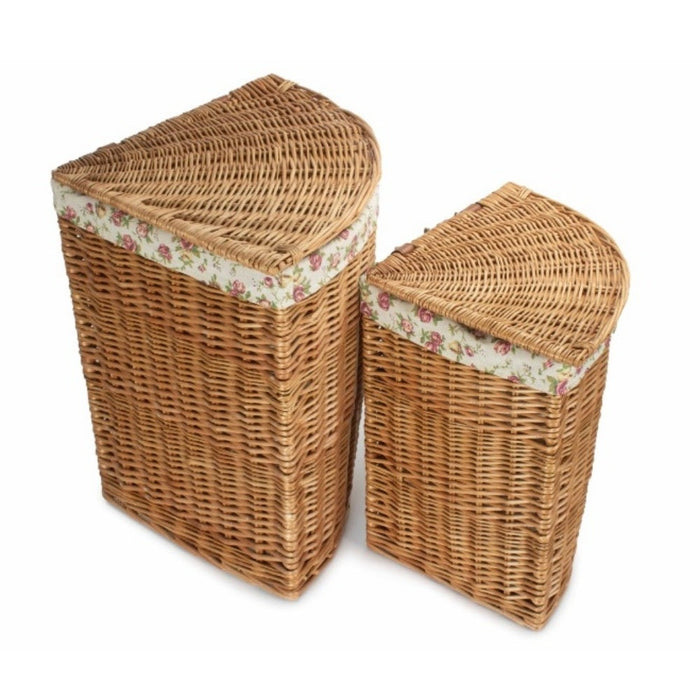 Red Hamper Light Steamed Corner Garden Rose Lined Wicker Laundry Basket
