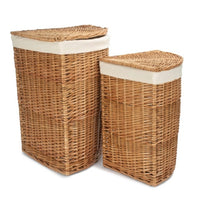 Red Hamper Light Steamed Corner White Cotton Lined Wicker Laundry Basket