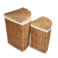 Red Hamper Light Steamed Corner White Cotton Lined Wicker Laundry Basket