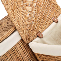 Red Hamper Light Steamed Corner White Cotton Lined Wicker Laundry Basket