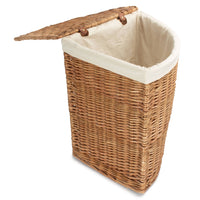 Red Hamper Light Steamed Corner White Cotton Lined Wicker Laundry Basket