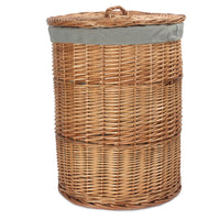 Red Hamper Light Steamed Round Linen Basket with Grey Sage Lining