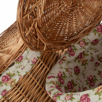 Red Hamper Light Steamed Round Garden Rose Lined Wicker Laundry Basket