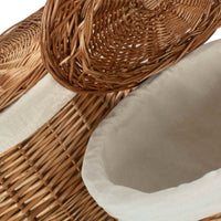 Red Hamper Light Steamed Round White Cotton Lined Wicker Laundry Basket