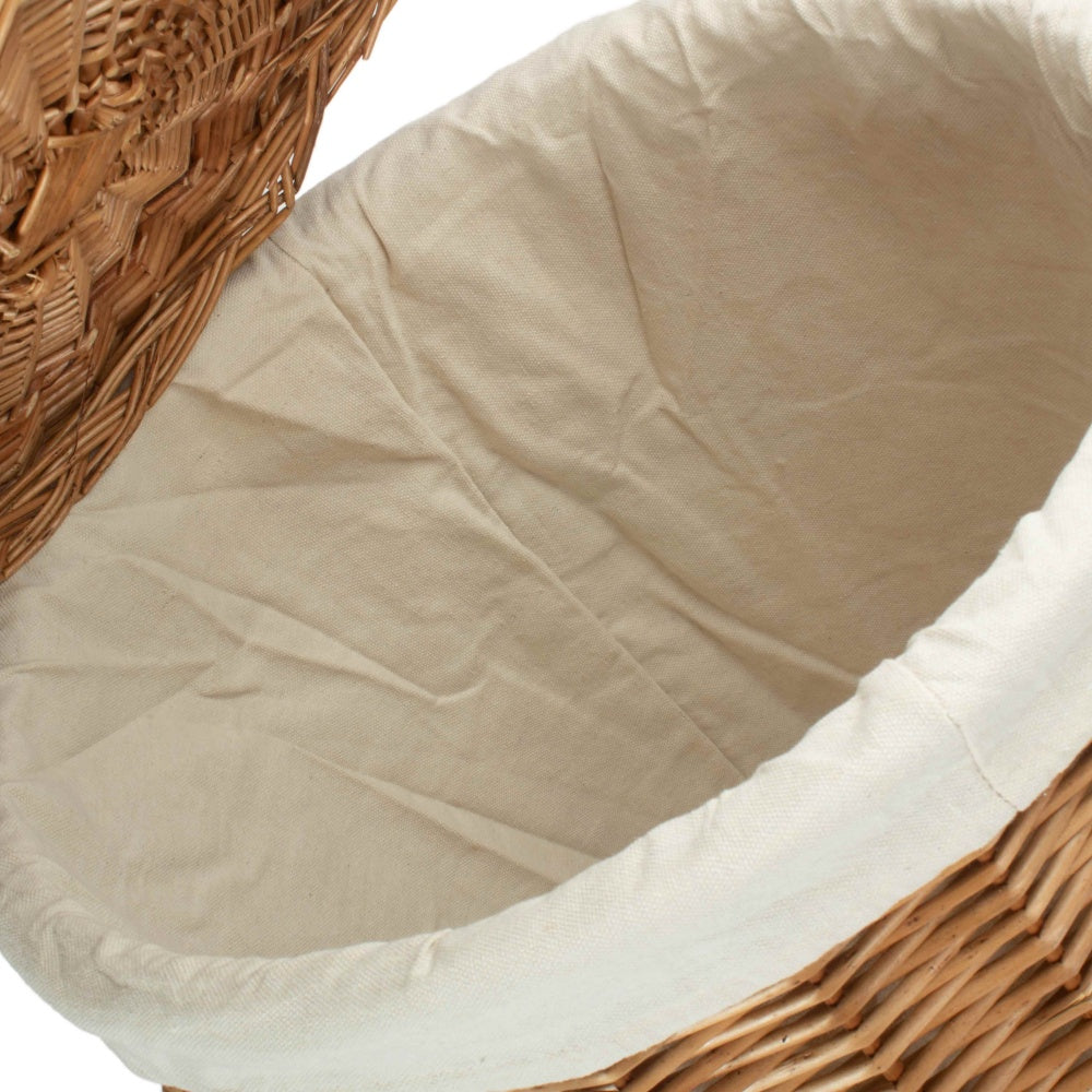 Red Hamper Light Steamed Round White Cotton Lined Wicker Laundry Basket