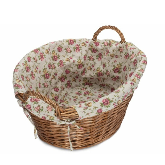 Red Hamper Light Steamed Lined Wicker Laundry Wash Basket