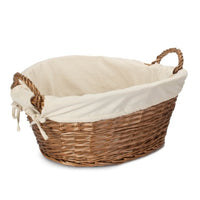 Red Hamper Light Steamed Lined Wicker Laundry Wash Basket